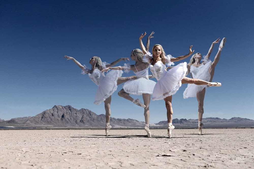 ballerina dancing dry lake bed white tutu