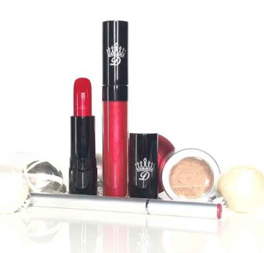 Etsy gift her cruelty free makeup set red lipstick gold eyeshadow