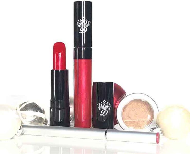 Etsy gift her cruelty free makeup set red lipstick gold eyeshadow