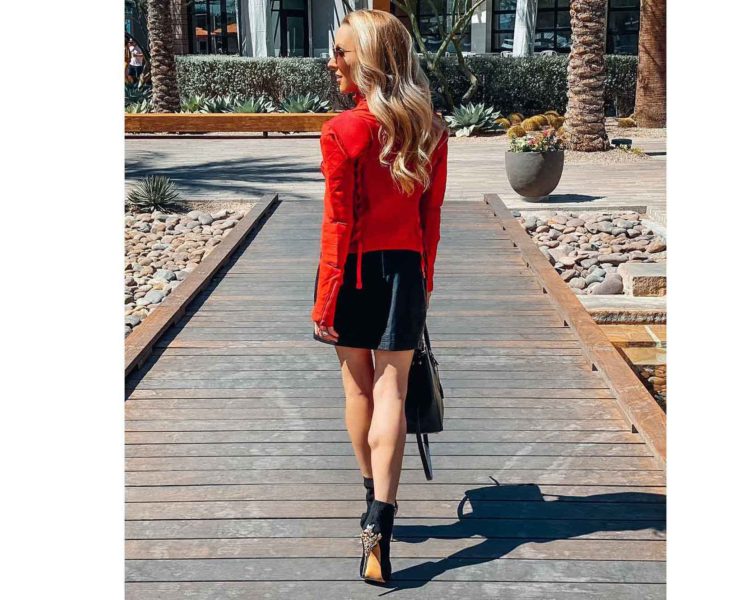 Black suede ankle boots fashion blogger Eve Dawes walking