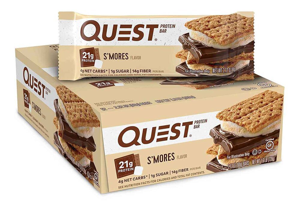 packaged snacks under 200 calories healthy Quest Protein Bar box S’mores