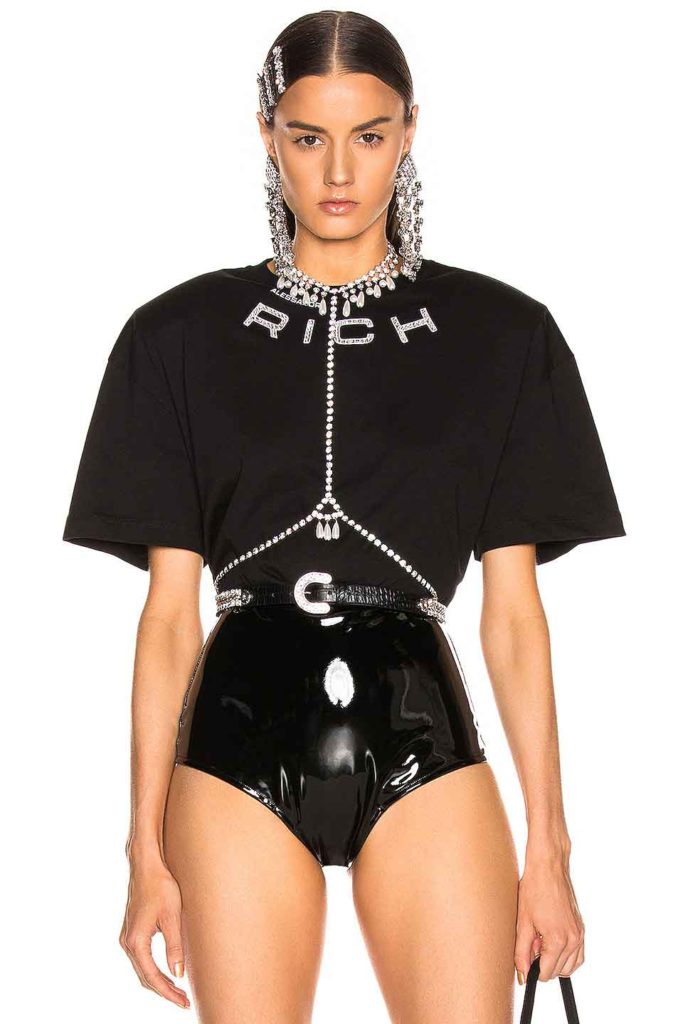 black padded shoulder top fashion 2021 Alessandra Rich