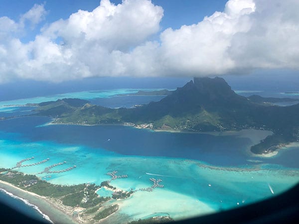 Bora Bora French Polynesia aerial view from plane