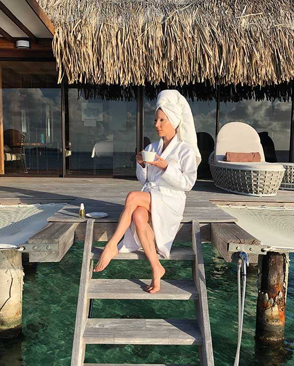 Conrad Bora Bora Nui resort overwater villa luxury travel blogger Eve Dawes morning tea deck