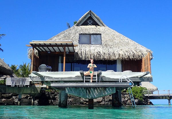 Conrad bora bora nui overwater bungalow luxury travel blogger Glamour Gains yoga deck