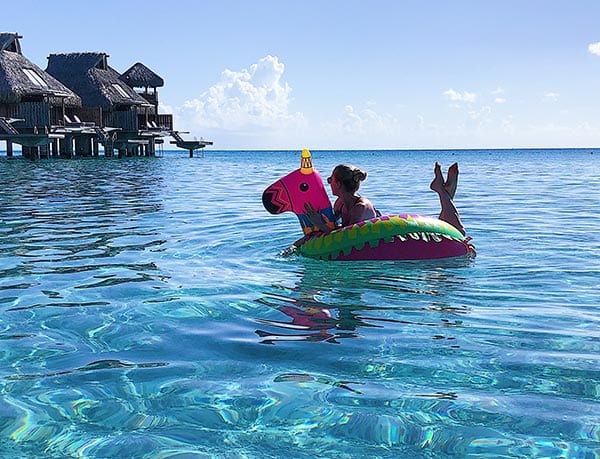 Luxury 5 star hotel Conrad Bora Bora Nui Eve Dawes floaty ocean