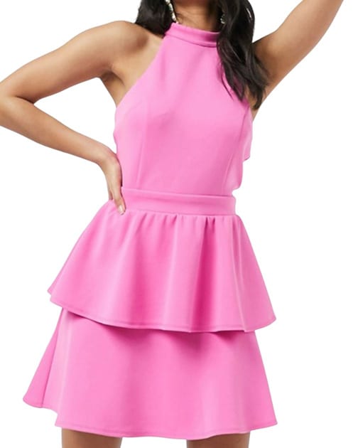 Pink halter neck mini dress ASOS womens fashion