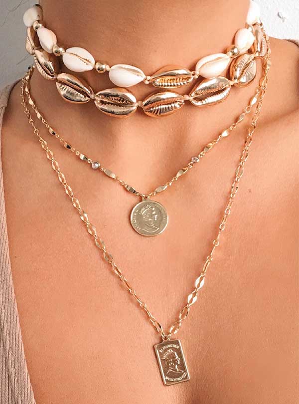 Ettika gold layered necklace coins april edit womens fashion