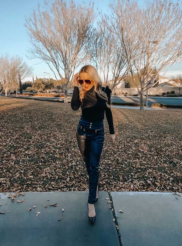 fall must haves 2021 black leather pants skinny jeans glamour gains
