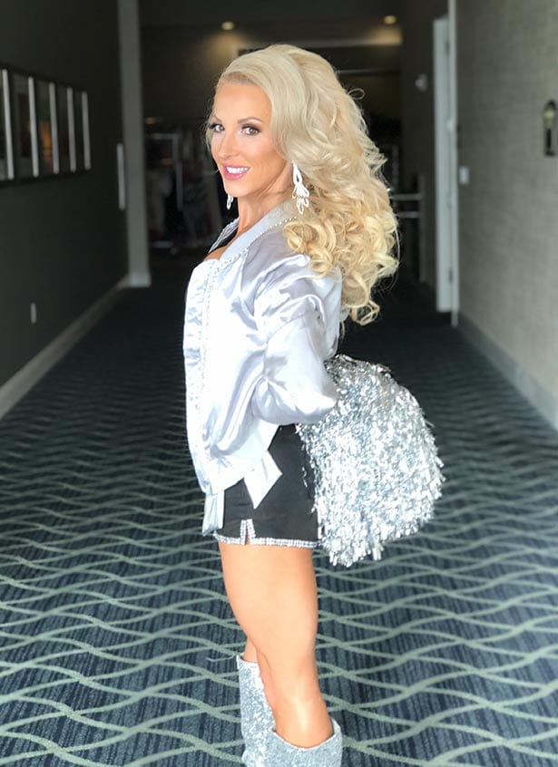 Raiderette cheerleader outfit silver black Glamour Gains