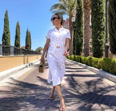 white lace dress womens fashion blogger Glamour Gains