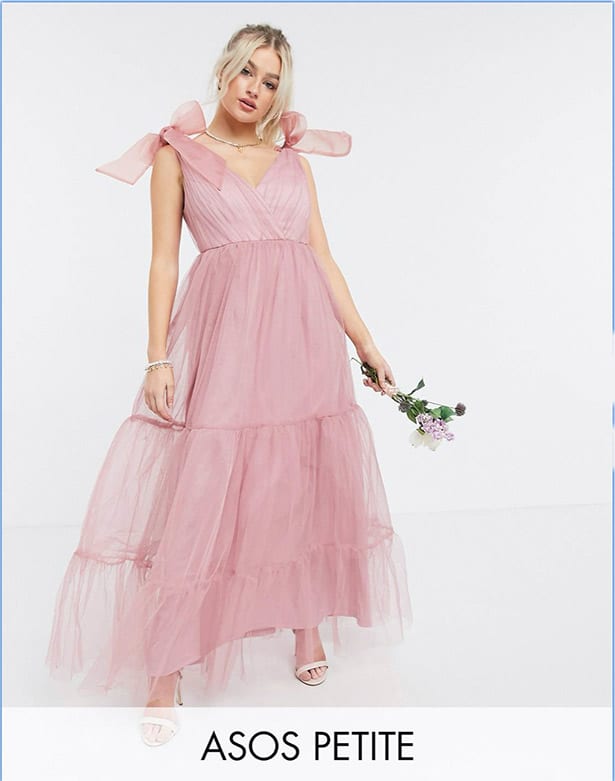 petite maxi dress pink bridesmaid