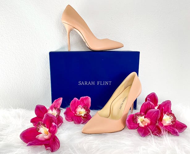 Sarah Flint Perfect Pump heels nude leather blue gift box