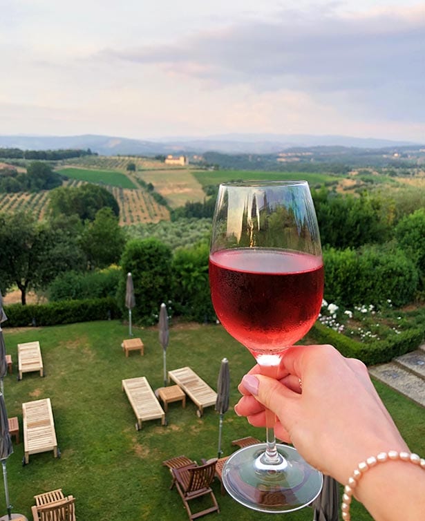 sunset wine Como Castello Del Nero terrace