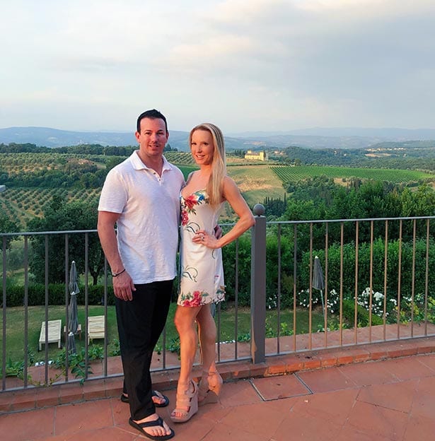 Como Castello Del Nero hill views romantic couple