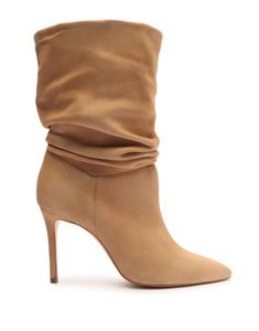 beige suede ankle boots high heel slouchy