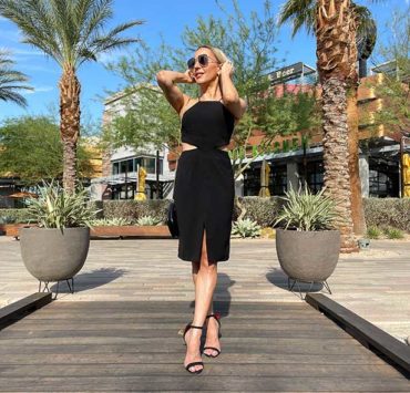 cut out dress black mini side cutouts fashion blogger Eve Dawes