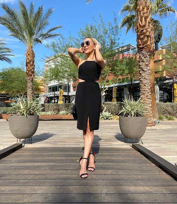 cut out dress black mini side cutouts fashion blogger Eve Dawes