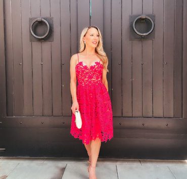 valentines day dress 2023 red lace fashion blogger Glamour Gains