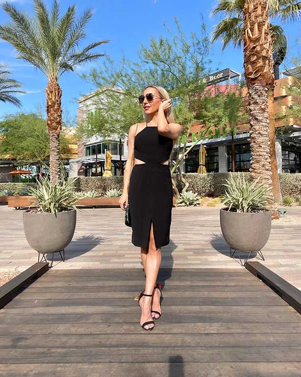 Fall trends fashion blogger Glamour Gains black cut out dress