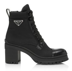 Prada black ankle boots lace up