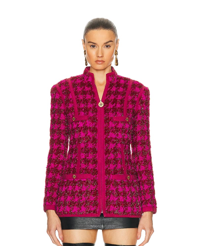 designer pink houndstooth blazer chanel