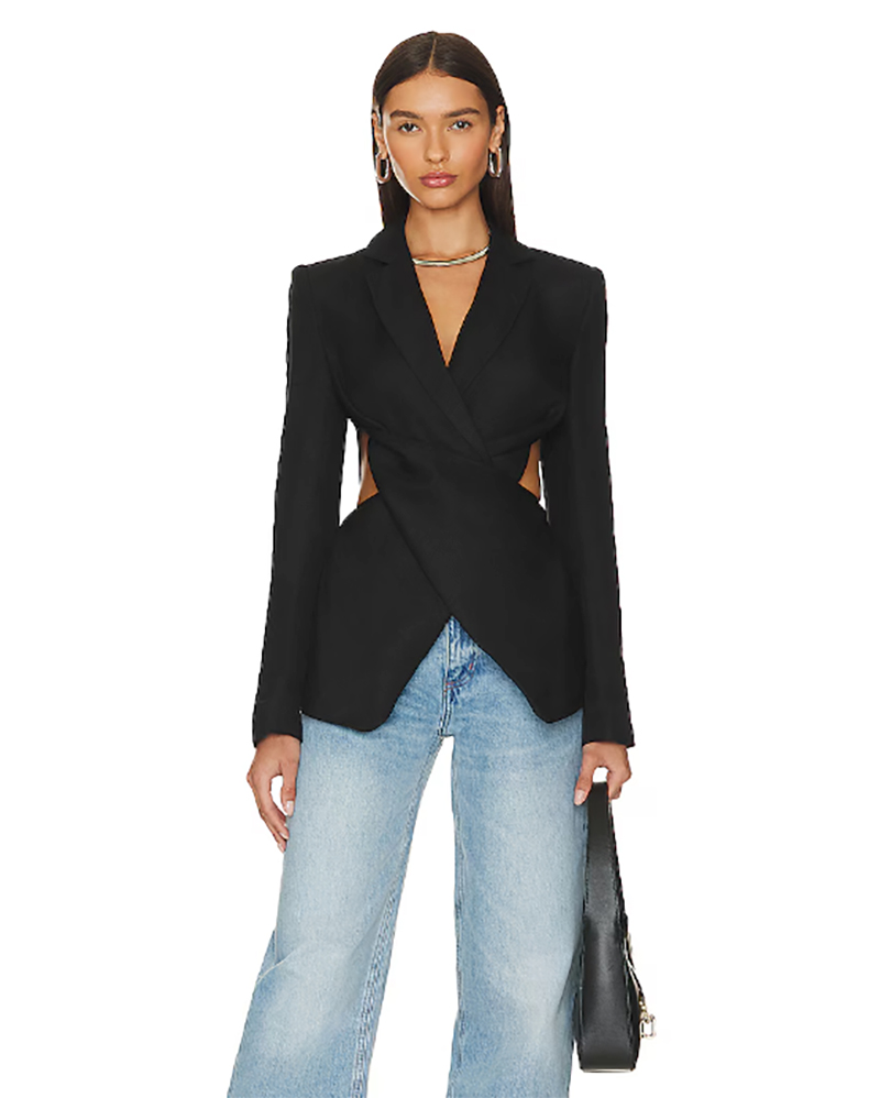 blazer wear jeans date night outfit black