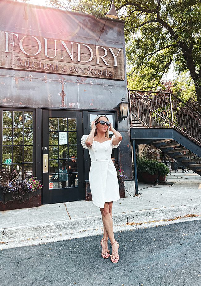 nude strappy sandals white dress Eve Dawes fashion blogger Washington