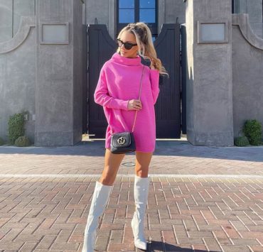 white boots fashion blogger Glamour Gains street