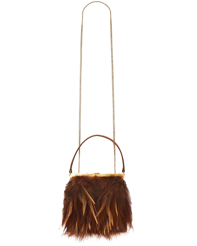 feather bag brown saint laurent