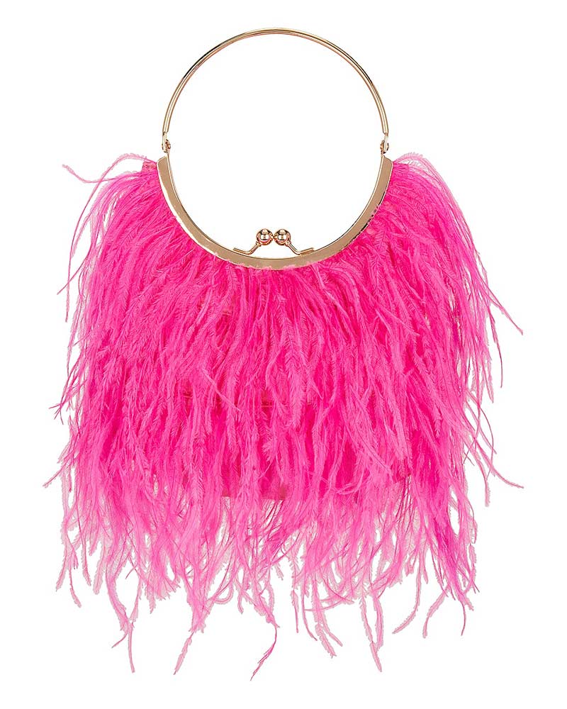 feather bag pink evening glam