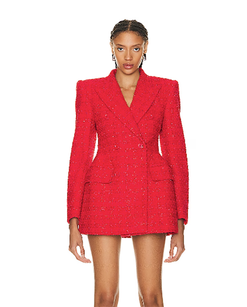 winter 2024 fashion oversized blazer structured shoulders red