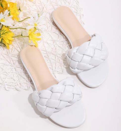 white woven sandals leather 