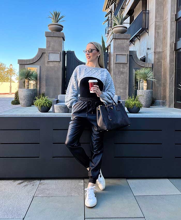 knit shrug sweater top grey fashion influencer Glamour Gains