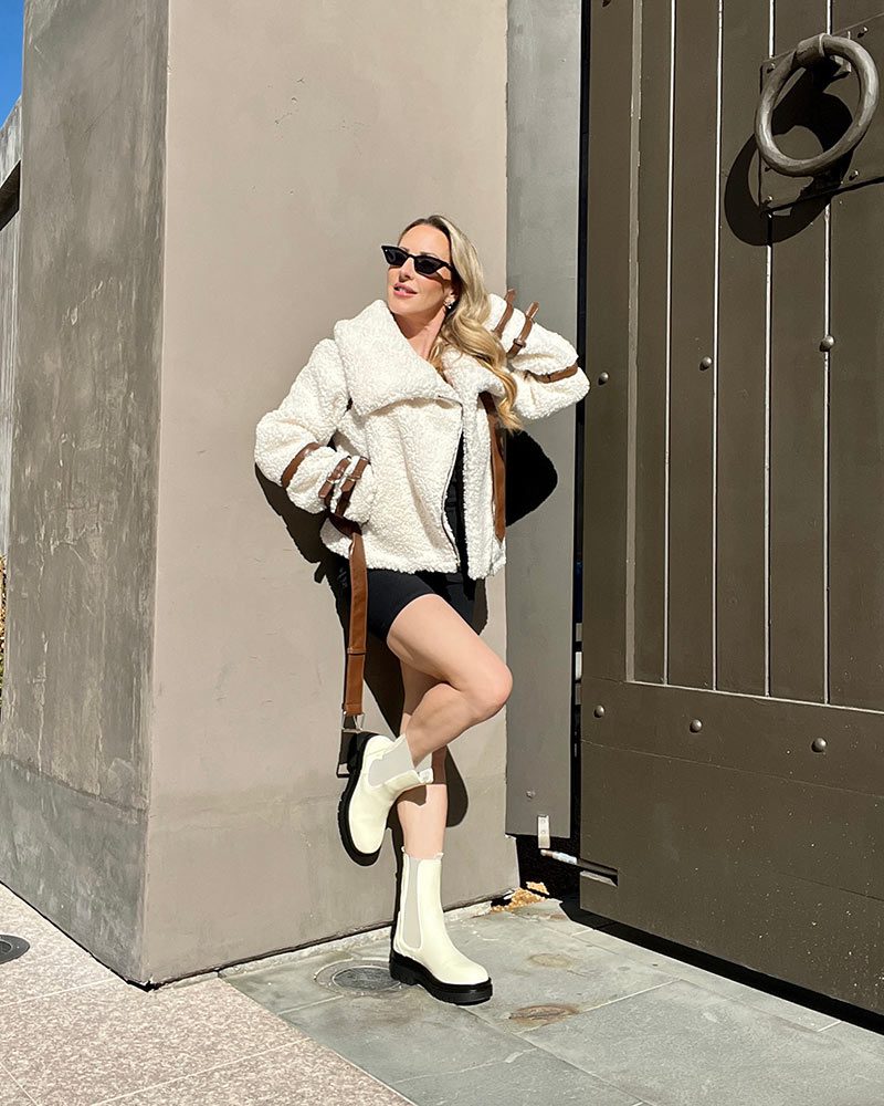 chunky boots ankle chelsea white