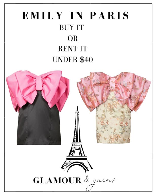 Emily in Paris Season 2 outfit birthday dress black pink bow mini