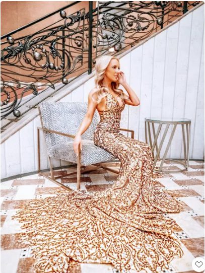 2022 fashion trend prediction trains black tie dress gold formal gown fashion blogger Eve Dawes