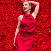 red dress mini satin halterneck glamour gains