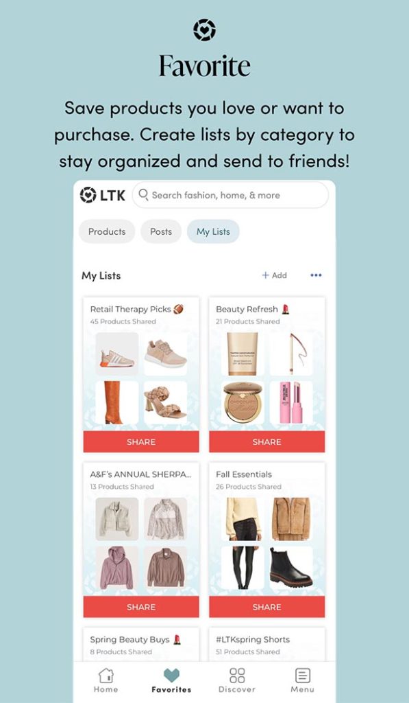 how favorite products LTK app save shop later style inspo sale alerts