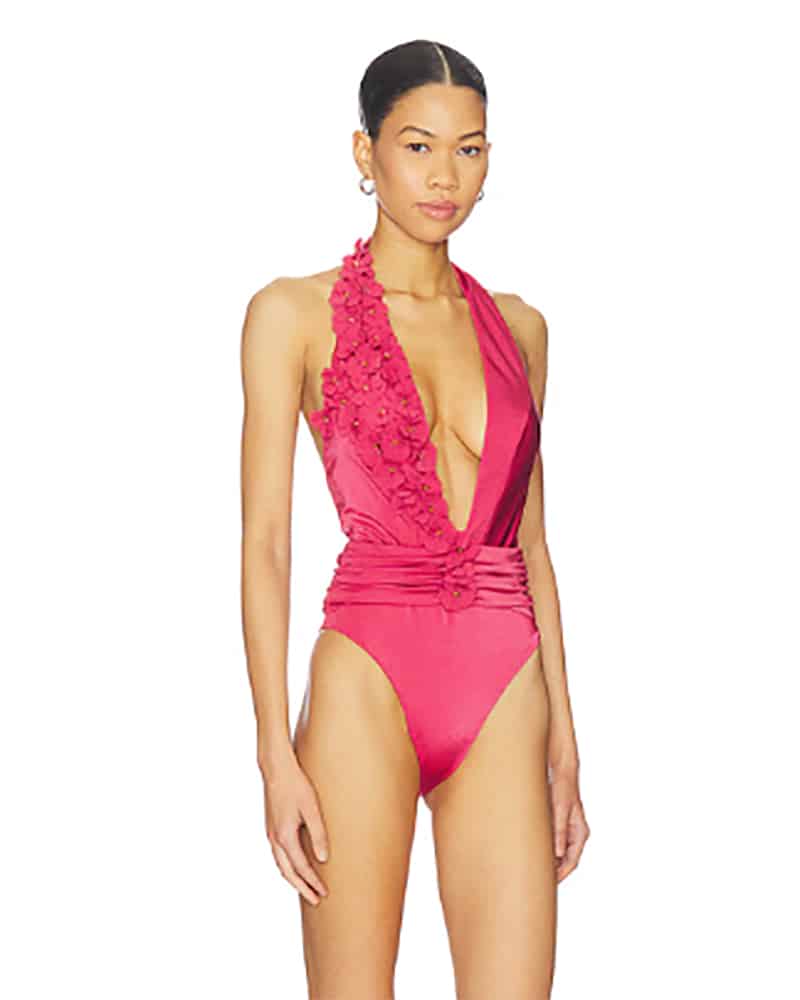 luxury designer swimwear one shoulder PatBo pink