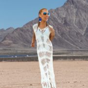 festival outfit white dress woman Vegas desert