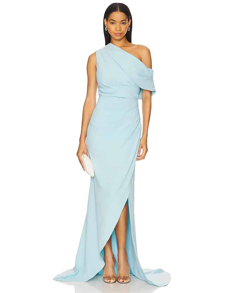 summer wedding guest dress blue gown elegant