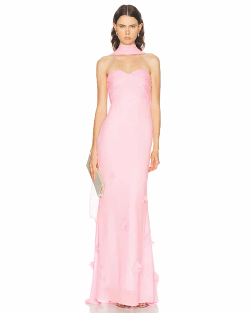 best summer wedding guest dress pink long self portrait