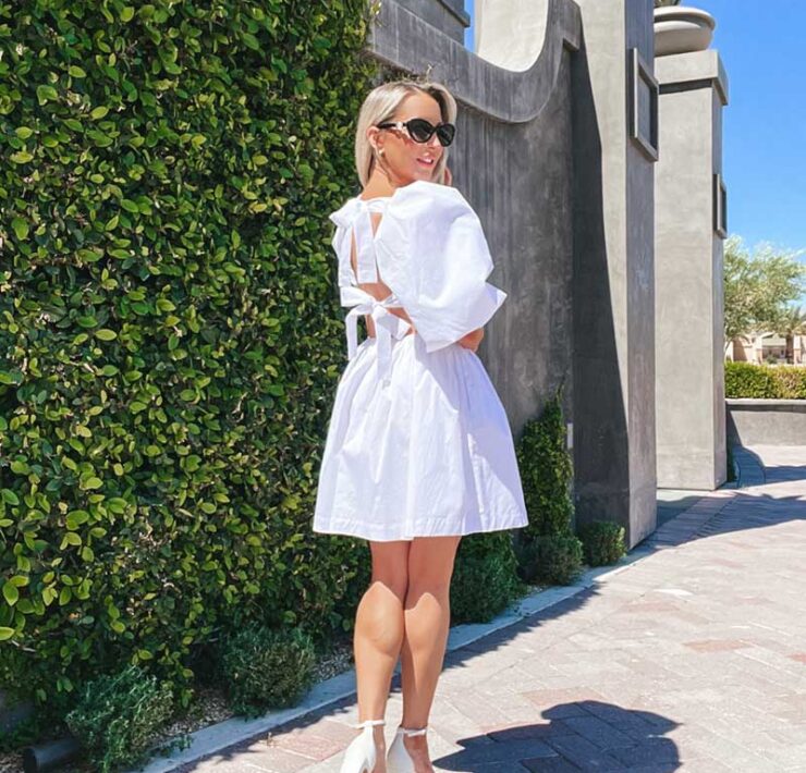 Revolve white dress mini LPA glamour gains