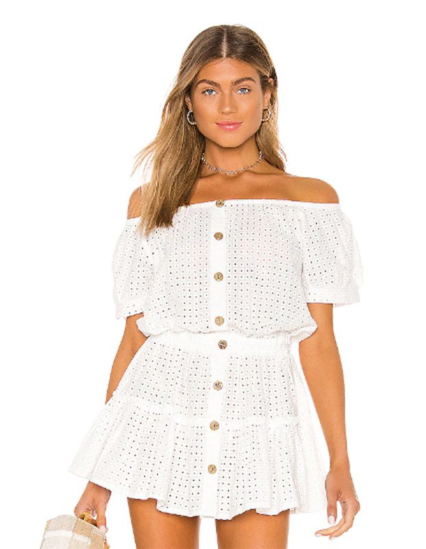 Revolve white dress mini off shoulder summer style