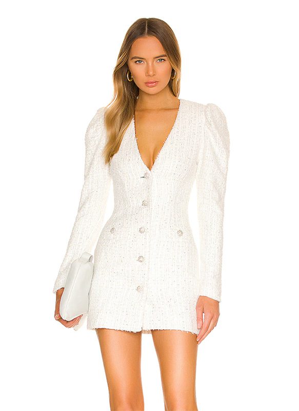 womens blazer dress white tweed