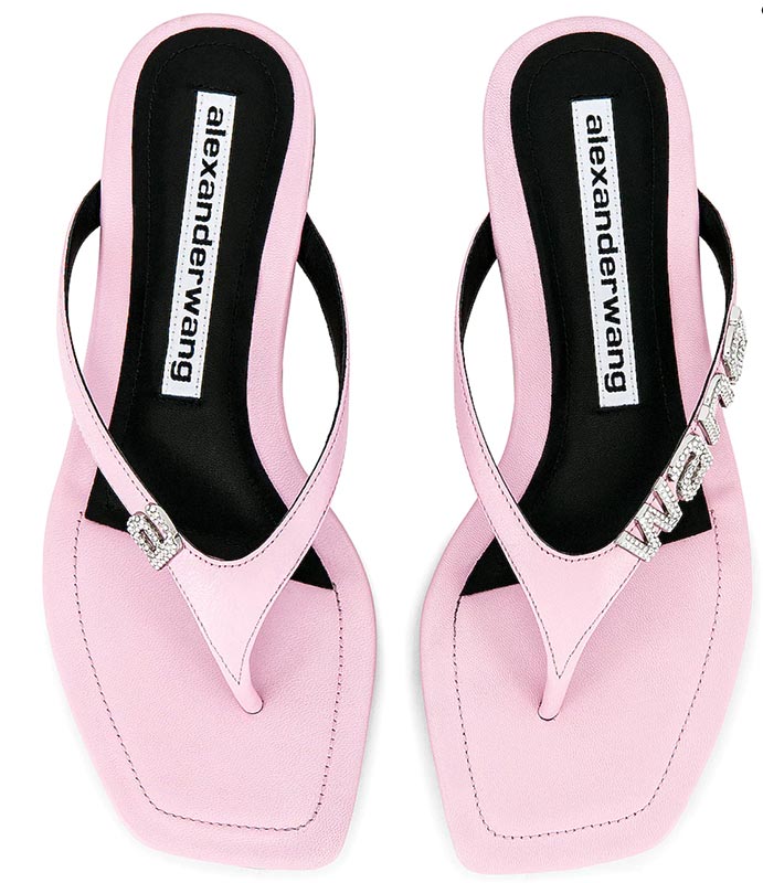 designer flip flops womens pink leather