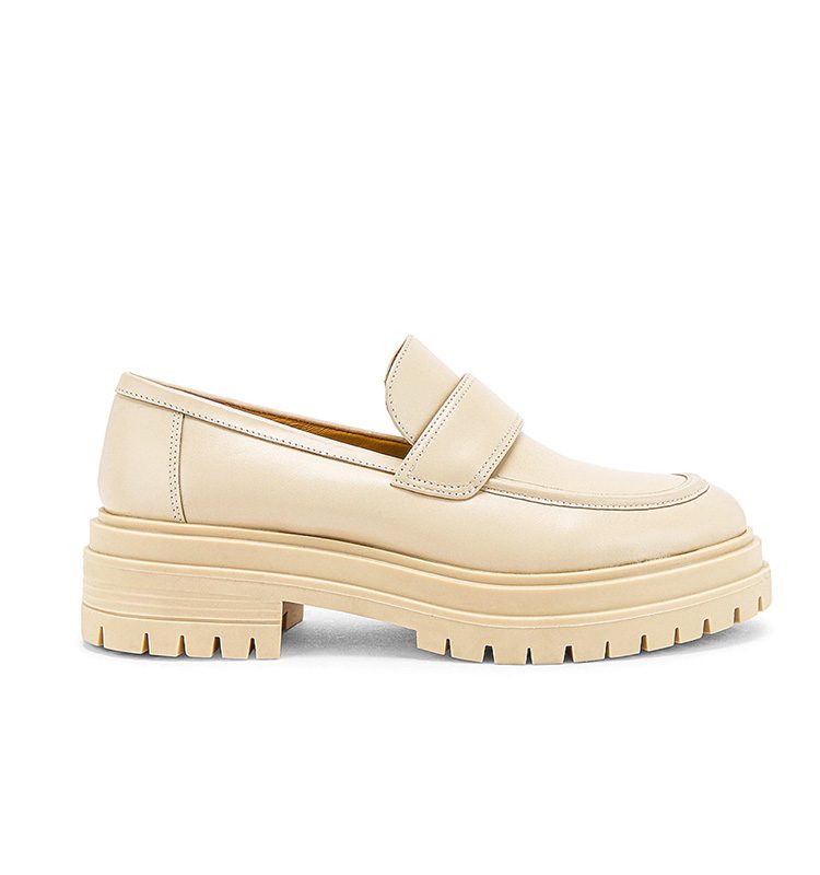 best womens loafers cream leather chunky sole