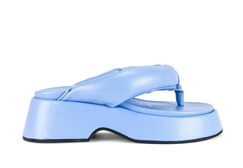 womens designer flip flop Ganni thong flatform blue