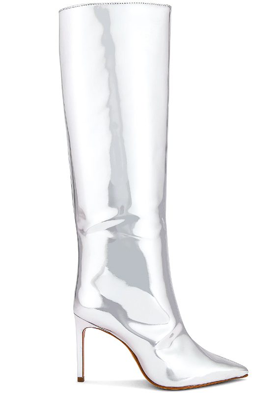 metallic boots silver knee high stiletto heel
